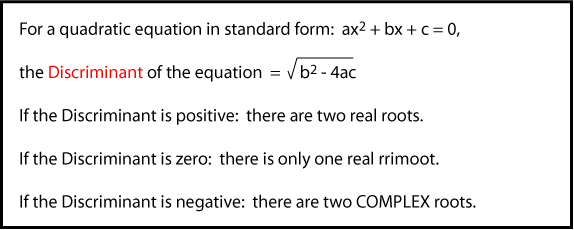 Quadratic Equations and Complex Numbers