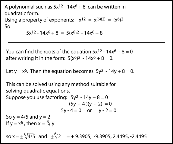 Solving Equations Using Quadratic Techniques